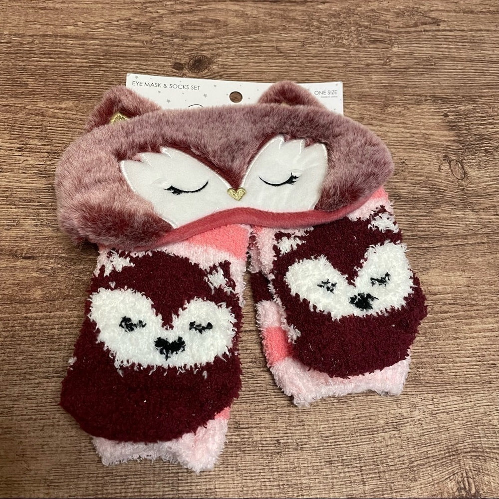 NWT Fuzzy Socks & Sleep Mask Set